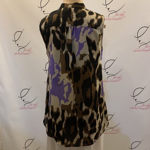 Peter Nygard. Size Small. Sleeveless Tie Neck Semi Sheer Blouse. B81. - Picture 2 of 5